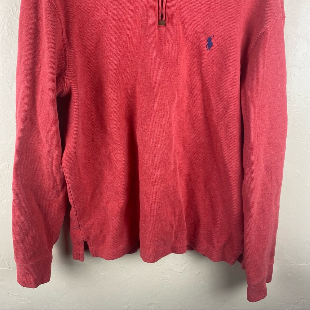 Polo Ralph Lauren Sweater Quarter Zip Pullover Sweater Large Red - Picture 3 of 10